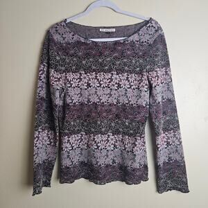 Y2k Floral Lace Branche Long Sleeve Top Size Large